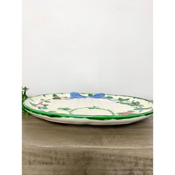 Vintage Haldon Group Japan Ceramic Serving Platter Basketweave Bow Cottagecore - Picture 7 of 12